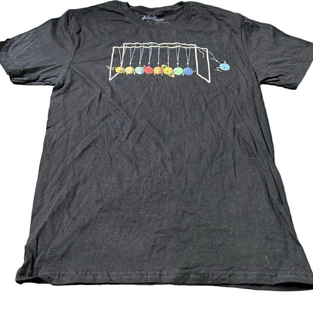 Threadless Men's Black Newton's Cradle Graphic Short Sleeve T-Shirt Size Small